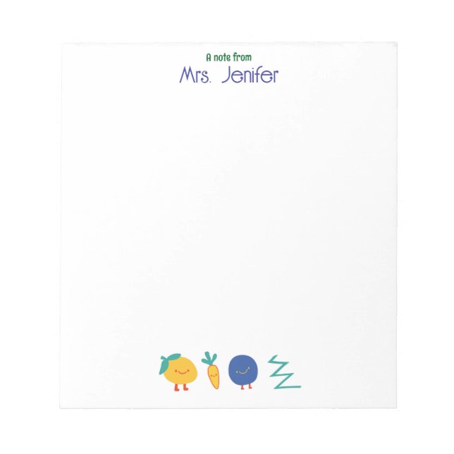 Colorful Smiling Fruits Kindergarden Teacher Anteckningsblock (Framsida)