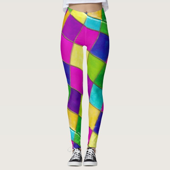 Colorful Snazzy Leggins Stainglass Leggings (Framsida)