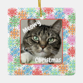 Colorful Snowflake Cat Bild Ornament