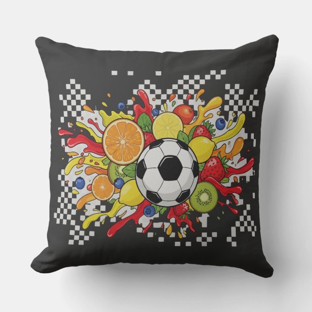 Colorful Soccer Checkerboard Kudde (Framsida)