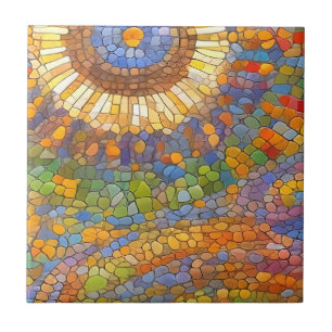 Colorful Sol Gaudi-inspirerad mosaic Art Kakelplatta