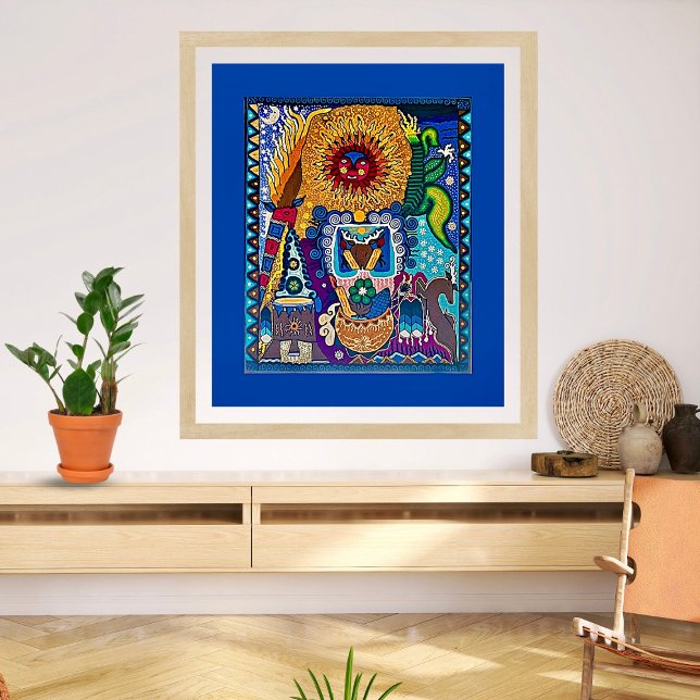 Colorful Sol Huichol Art Fototryck (Skapare uppladdad)