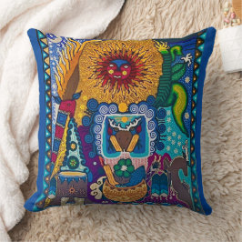 Colorful Sol Huichol Art Kudde