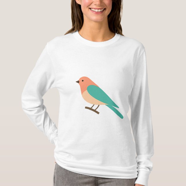 Colorful Songbird Art Tee for Women  (Framsida)
