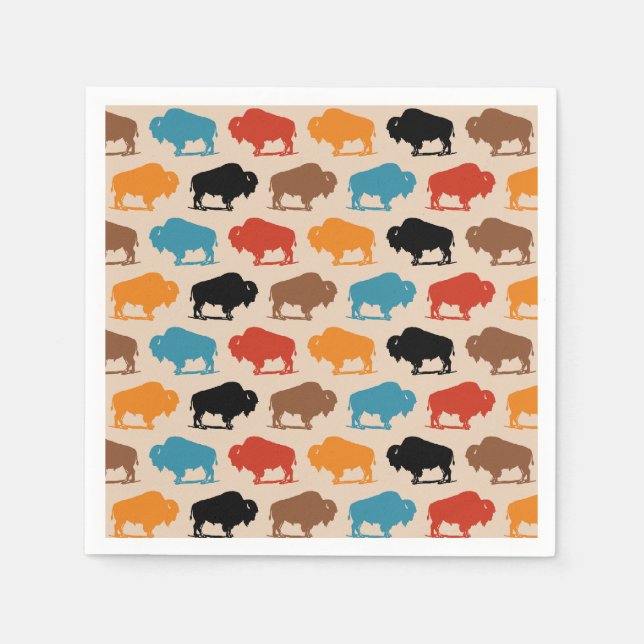 Colorful Southwest Buffalo Mönster Pappersservett (Framsidan)