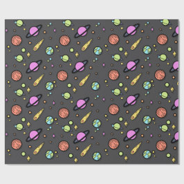 Colorful Space Doodle Wrapping Paper Presentpapper