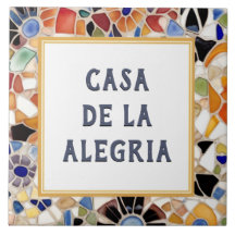 Colorful Spain Mosaic Anpassningsbar House Namn Pl