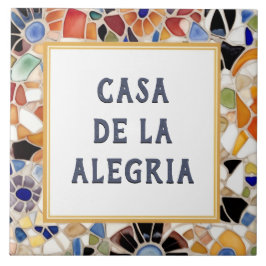 Colorful Spain Mosaic Anpassningsbar House Namn Pl Kakelplatta