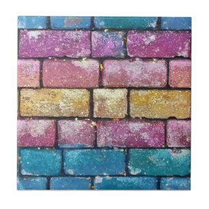Colorful Sparkly Brick Mönster Kakelplatta