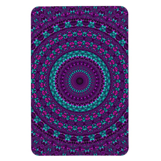 Colorful Sparkly Jewel Tone Mandala Digital Art Magnet (Vertikal)