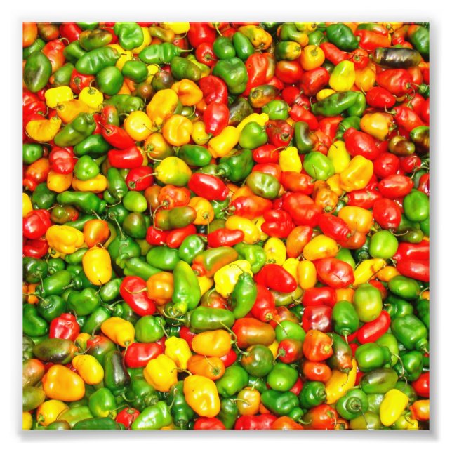 Colorful spicy chili mönster fototryck (Framsidan)