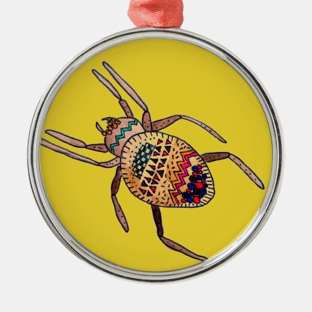 Colorful Spider arachnid art Julgransprydnad Metall (Framsidan)