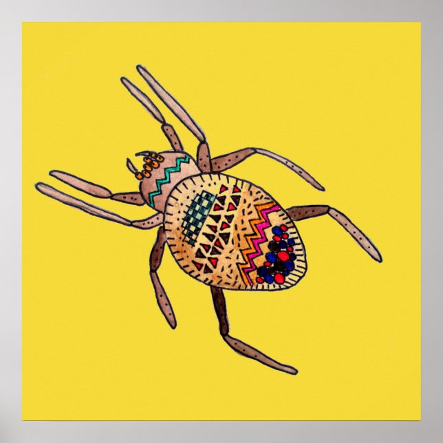Colorful Spider arachnid art Poster (Framsidan)