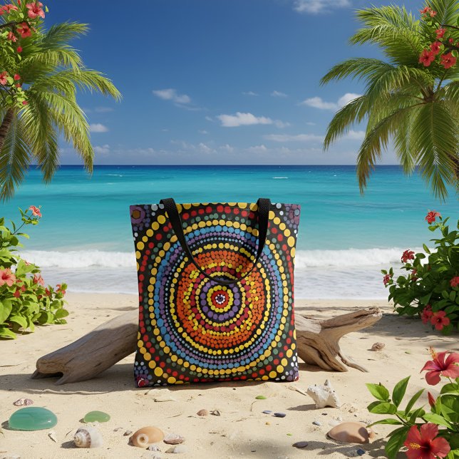 Colorful Spiral Dot Pattern Tote Bag – Vibrant Art Tygkasse (Skapare uppladdad)