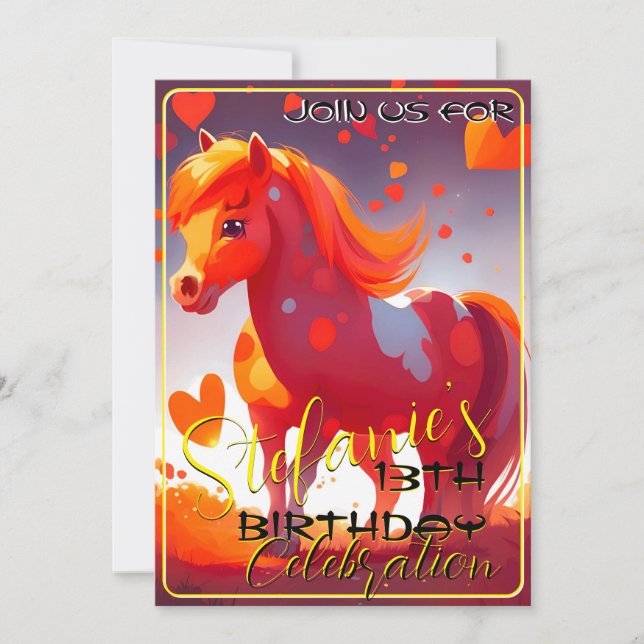 Colorful Spirit Pony 39 Birthday Call Inbjudningar (Framsida)