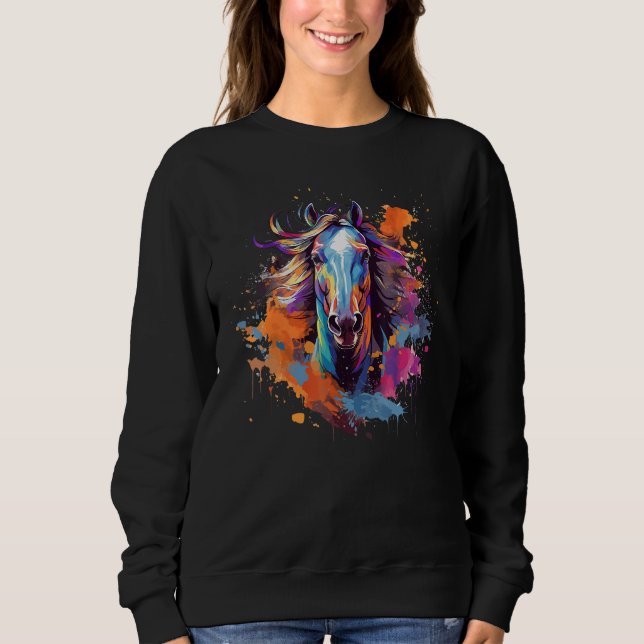 Colorful Splash Arabian Horse T Shirt (Framsida)