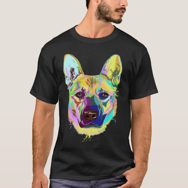 Colorful Splash Carolina Dog T Shirt (Framsida)
