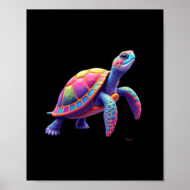 Colorful Splash Eastern Box Turtle (4) Poster (Framsidan)