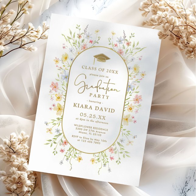 Colorful Spring Wildflower Garden Graduation Party Inbjudningar (Skapare uppladdad)