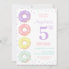 Colorful Sprinkle Sweet Donuts Kids Birthday Inbjudningar