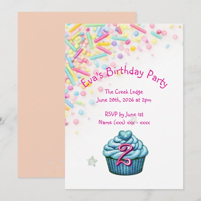 Colorful Sprinkles Birthday Invitation Inbjudningar (Fram/baksida)