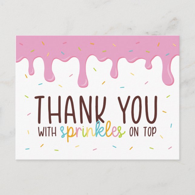 Colorful Sprinkles Donut Tack Vykort (Framsida)