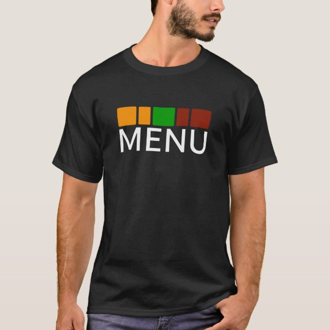 Colorful Squares Menu Text Graphic T Shirt (Framsida)