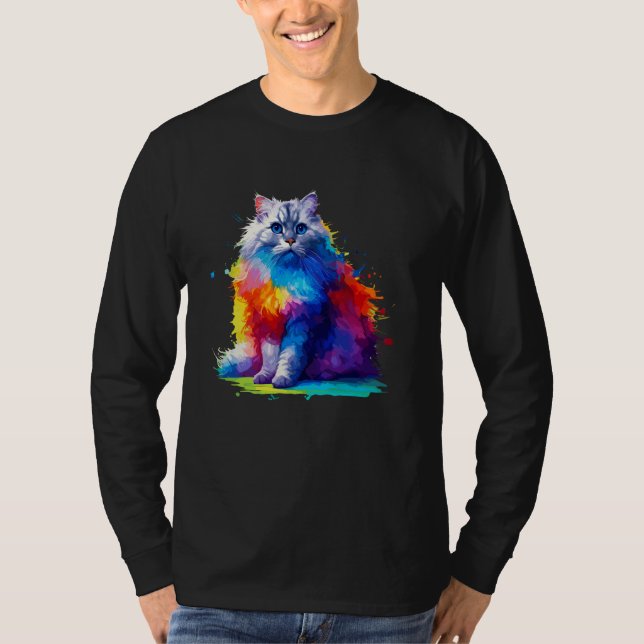 Colorful Stänk Art Burmilla Burmillas T Shirt (Framsida)