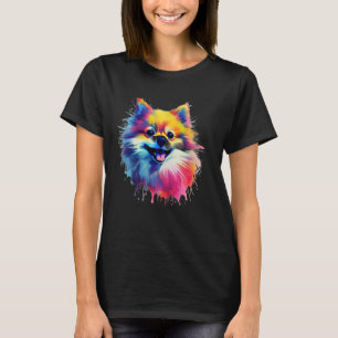 Colorful Stänk Art Pommanian Porträtt Pom Puppy T Shirt