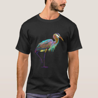 Colorful Stänk Bird Blue Heron T Shirt