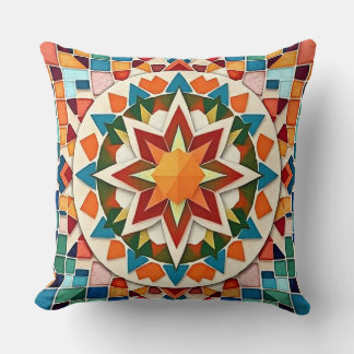 Colorful Starburst Mosaic Dekorativ kudde