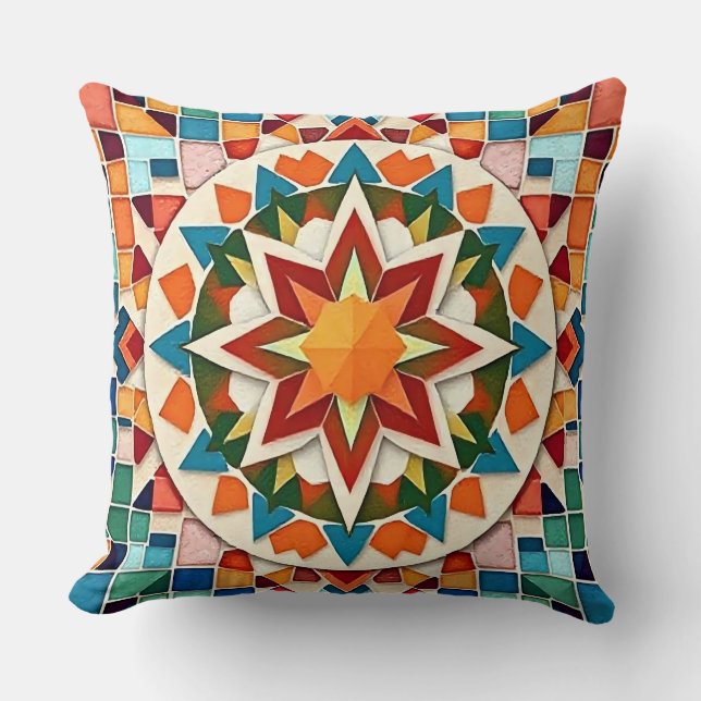 Colorful Starburst Mosaic Dekorativ kudde (Framsida)