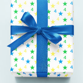 Colorful Stars Boys 4e födelsedagen Presentpapper