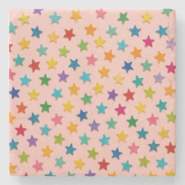 Colorful stars stone coasters. stenunderlägg