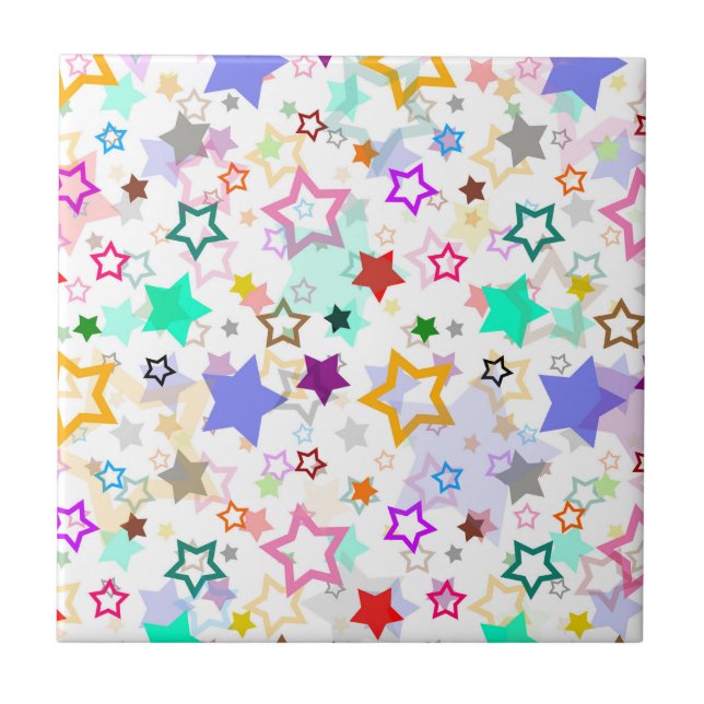 Colorful Stars White  Kakelplatta (Framsidan)