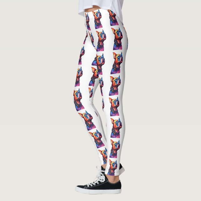 Colorful Stbudsdshire Bull Terrier Pop Art. Leggings (Vänster)