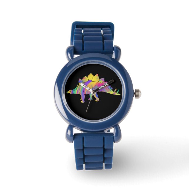 Colorful Stegosaurus Cute Jurassic Dinosaur Art Armbandsur (Framsida)