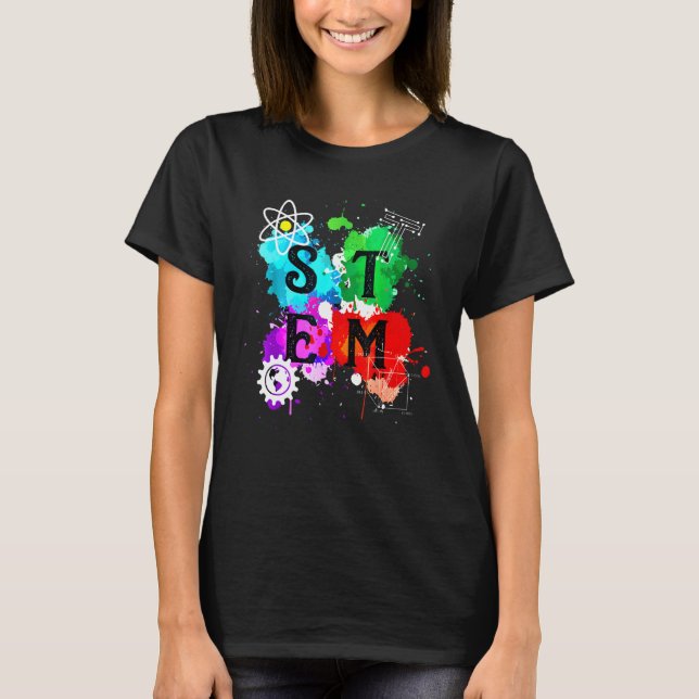 Colorful Stem Squad  Students & Teachers Crew T Shirt (Framsida)