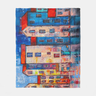 Colorful Street Panorama Impressionist Art Fleecefilt