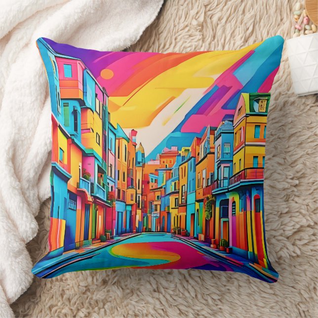 Colorful Street Vibes Kudde (Filt)