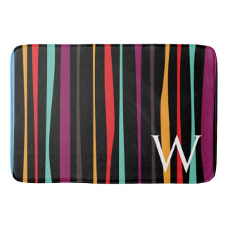 Colorful stripes custom monogram Bath Mat Badrumsmatta