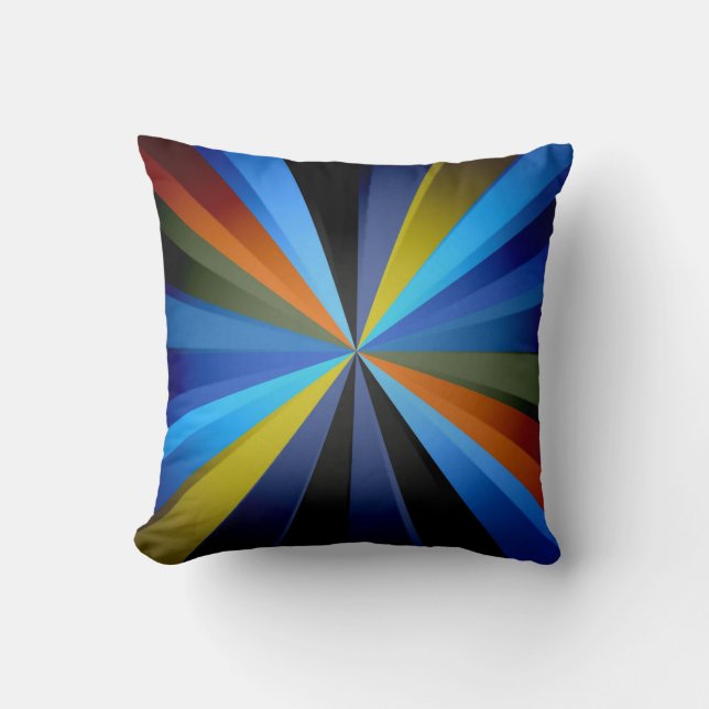 Colorful Stripey Sol Burst Abstrakt Art Kudde (Framsida)