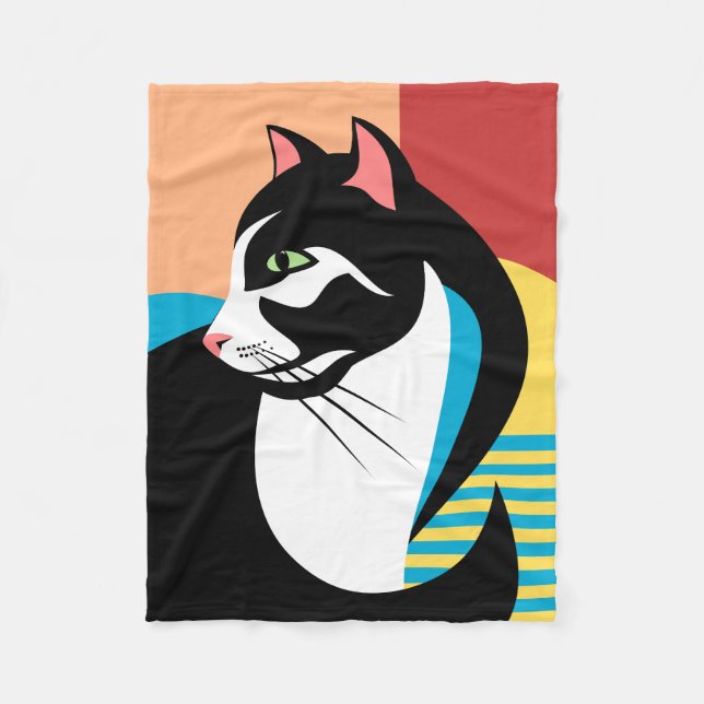 Colorful Stylize Cat Fleecefilt (Framsidan)