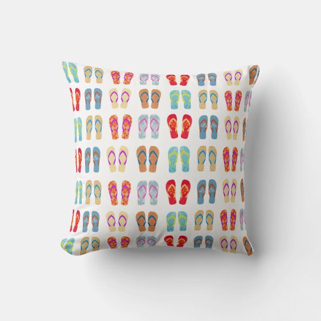 Colorful Summer Beach Flinflip flops Dekorativ kud Kudde (Framsida)