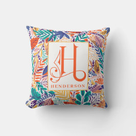 Colorful Summer Blommönster Monogram H Kudde