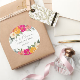 Colorful Summer Garden Bright Blommigt Bride Showe Runt Klistermärke