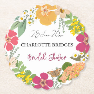 Colorful Summer Garden Bright Blommigt Bride Showe Underlägg Papper