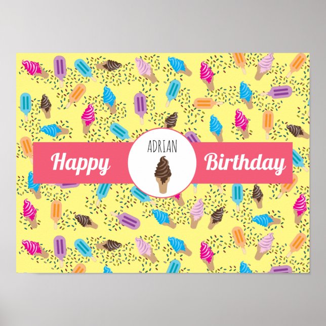 Colorful Summer Ice Cream Mönster Poster (Framsidan)