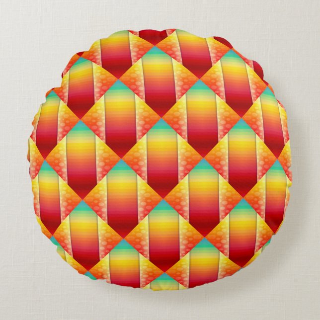 Colorful Summer Mönster - Vibrant Modern Rund Kudde (Framsidan)