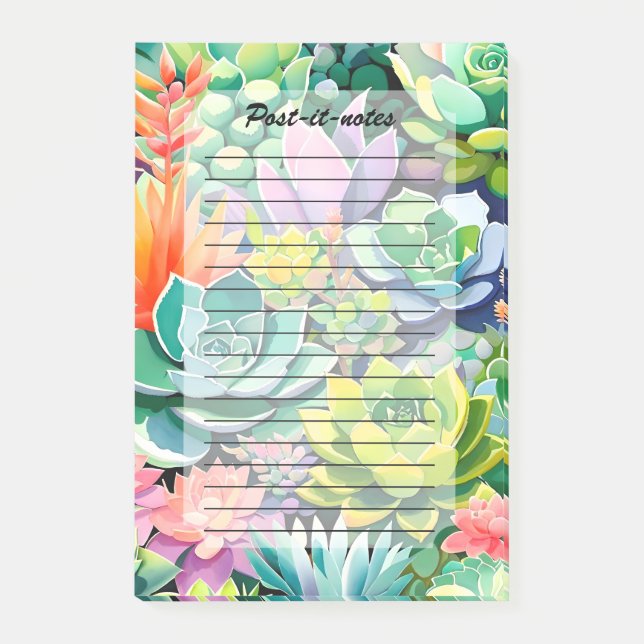 Colorful Summer Succulent Botanical Garden Post-it Block (Framsida)
